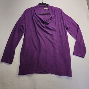 Chicos Sweater Womens Size US 12  Wrap Waffle Knit Casual Flyaway Casual Cozy